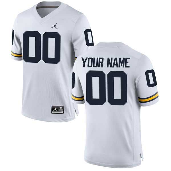 Mens Michigan Wolverines Customized Brand Jordan White Stitched College Football 2016 NCAA Jersey